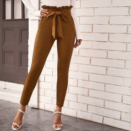 Pantalon skinny à taille froncée avec ceinture - SHEIN - Modalova