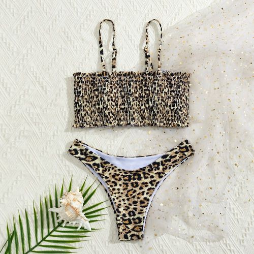 Bikini à léopard avec plis - SHEIN - Modalova
