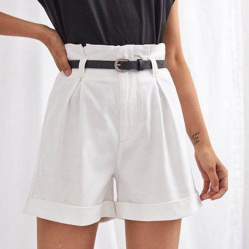 Short en jean ceinturé avec taille froncée - SHEIN - Modalova