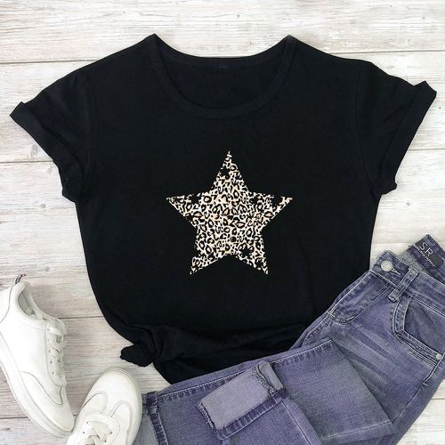 T-shirt à imprimé étoiles et léopard - SHEIN - Modalova