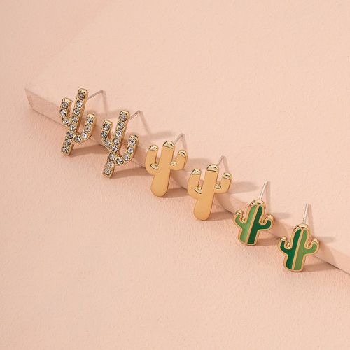 Paires Clous d'oreilles design cactus à strass - SHEIN - Modalova