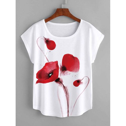 T-shirt avec imprimé fleuri - SHEIN - Modalova