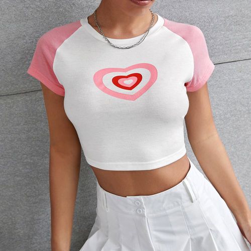 T-shirt court avec imprimé cœur - SHEIN - Modalova