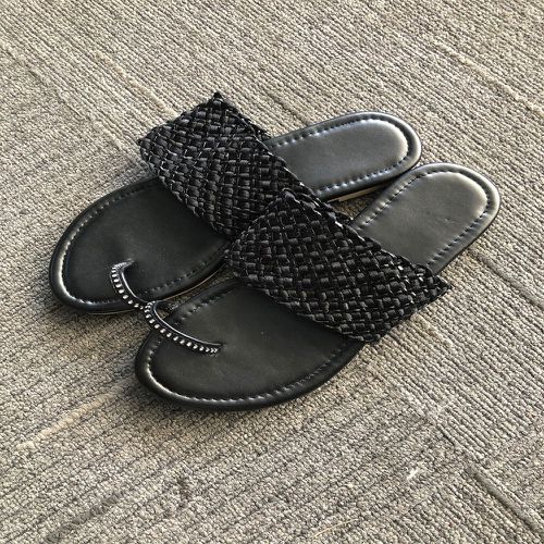 Sandales plates tressées avec strass - SHEIN - Modalova