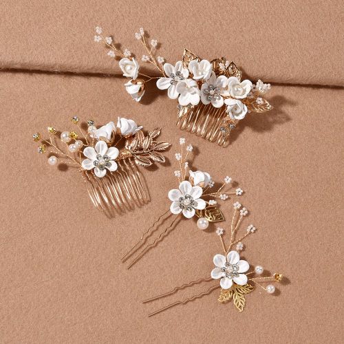 Pièces Épingle à cheveux design fleur à perle - SHEIN - Modalova