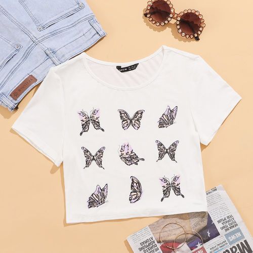 T-shirt court avec imprimé papillon - SHEIN - Modalova