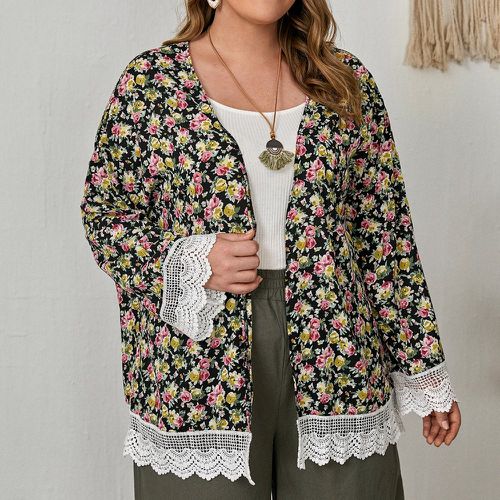 Kimono fleuri avec dentelle - SHEIN - Modalova