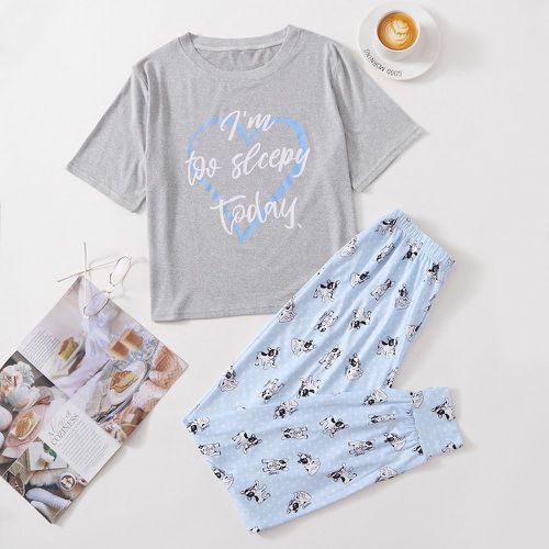 Ensemble de pyjama t-shirt à motif chien cartoon & pantalon - SHEIN - Modalova