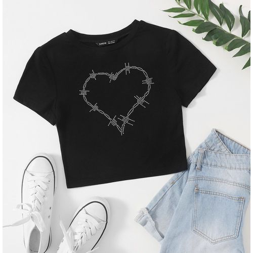 T-shirt avec motif cœur et strass - SHEIN - Modalova