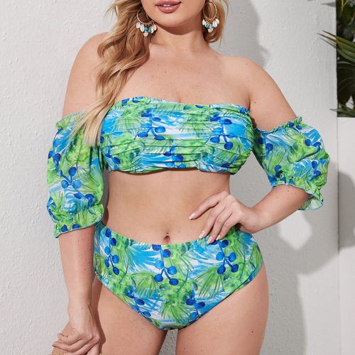 Bikini col bardot avec motif tropical - SHEIN - Modalova