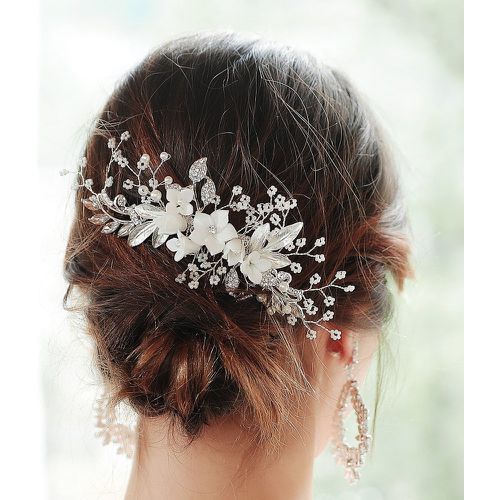 Peigne à cheveux avec fleur et strass - SHEIN - Modalova