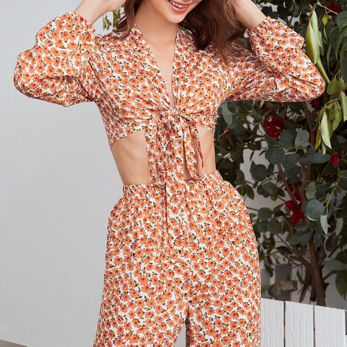 Ensemble de pyjama fleuri avec nœud - SHEIN - Modalova