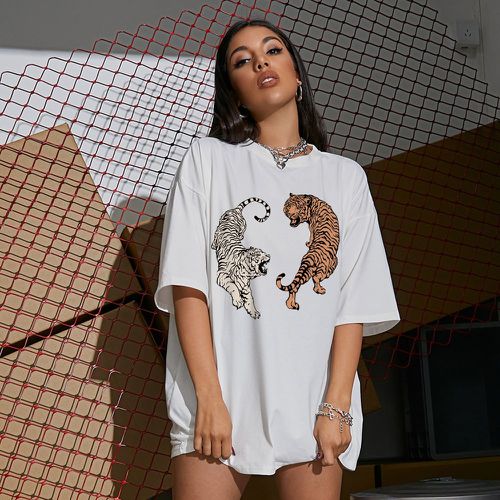 T-shirt oversize avec imprimé tigre - SHEIN - Modalova