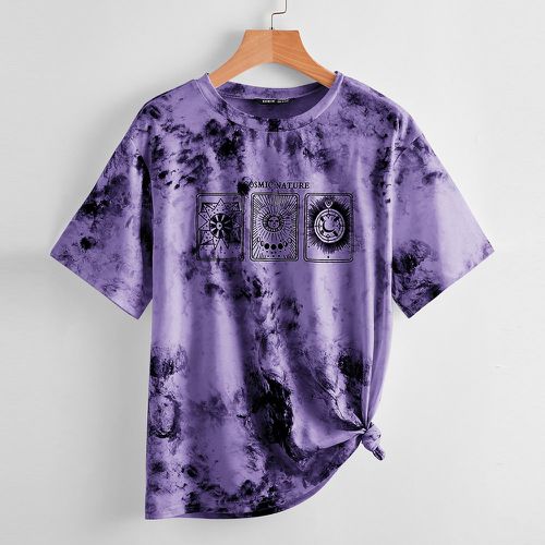 T-shirt tie dye avec imprimé graphique - SHEIN - Modalova