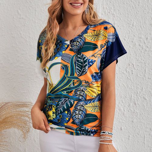 T-shirt avec imprimé tropical - SHEIN - Modalova