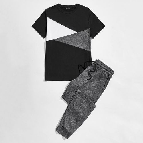 Ensemble t-shirt avec blocs de couleurs et pantalon de survêtement - SHEIN - Modalova