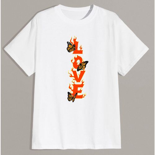 T-shirt à motif de lettres et de papillon - SHEIN - Modalova