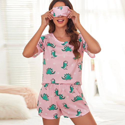 Ensemble de pyjama à imprimé dinosaure avec couverture des yeux - SHEIN - Modalova
