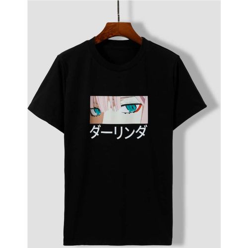 T-shirt avec imprimé figure et lettre japonaise - SHEIN - Modalova