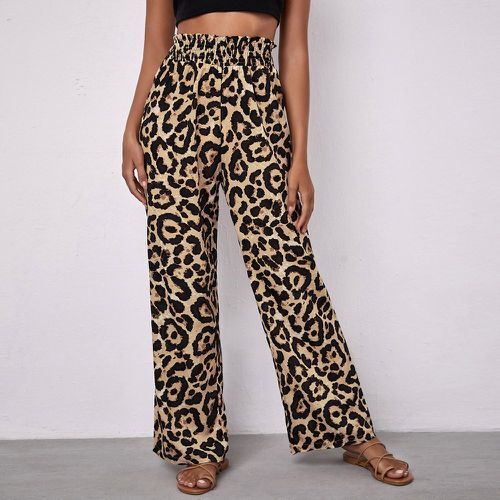 Pantalon léopard à taille froncée - SHEIN - Modalova