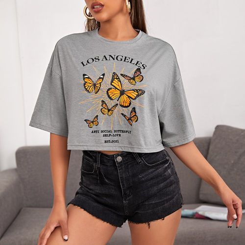 T-shirt avec motif papillon - SHEIN - Modalova