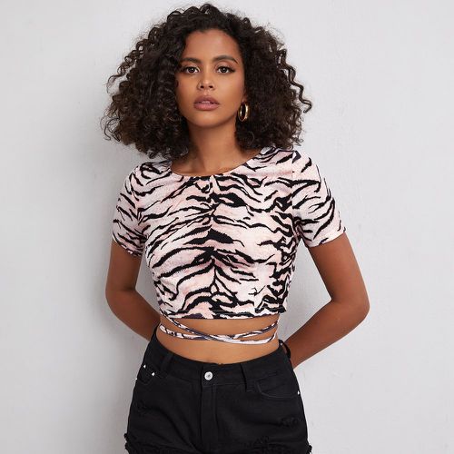 T-shirt court croisé à motif peau de tigre - SHEIN - Modalova