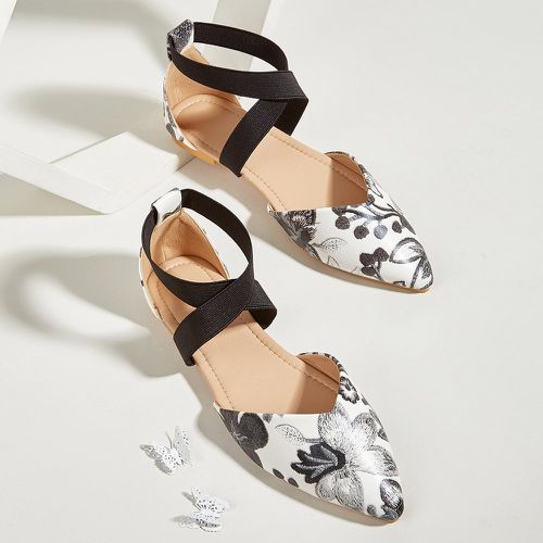 Chaussures plates à bout pointu à imprimé floral - SHEIN - Modalova