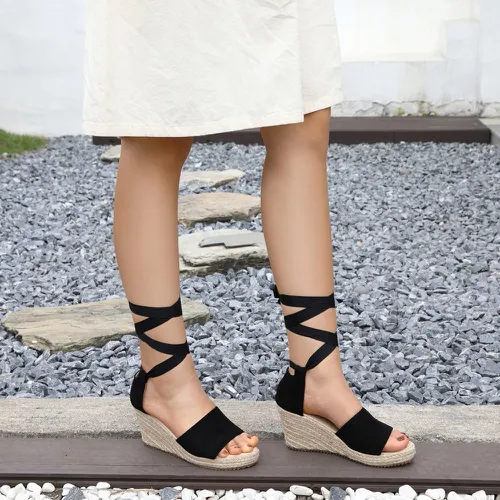 Sandales compensées espadrilles minimalistes - SHEIN - Modalova
