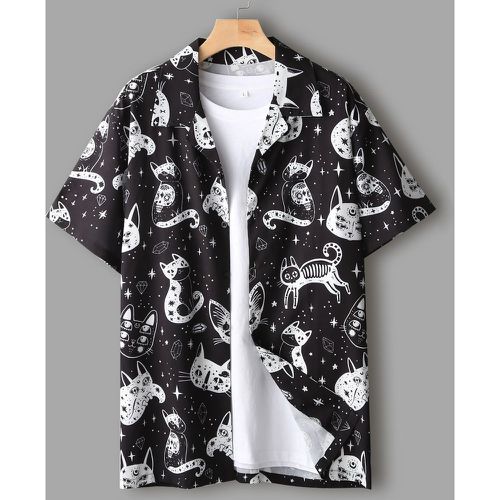 Chemise à imprimé chat et galaxie à bouton (sans t-shirt) - SHEIN - Modalova
