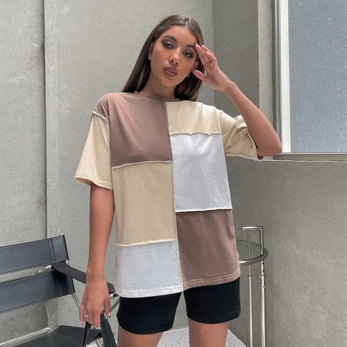 T-shirt à couture à blocs de couleurs long - SHEIN - Modalova