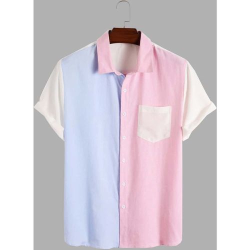 Chemise à blocs de couleurs à poche - SHEIN - Modalova