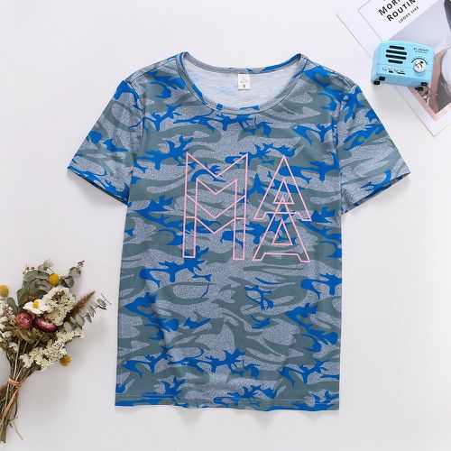T-shirt à motif camouflage et lettre - SHEIN - Modalova