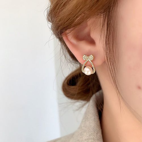 Boucles d'oreilles avec fausses perles et strass - SHEIN - Modalova