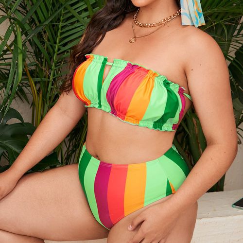 Bikini bandeau avec rayures colorées - SHEIN - Modalova