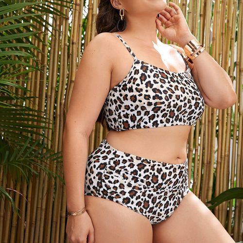 Bikini à léopard à ruché taille haute - SHEIN - Modalova