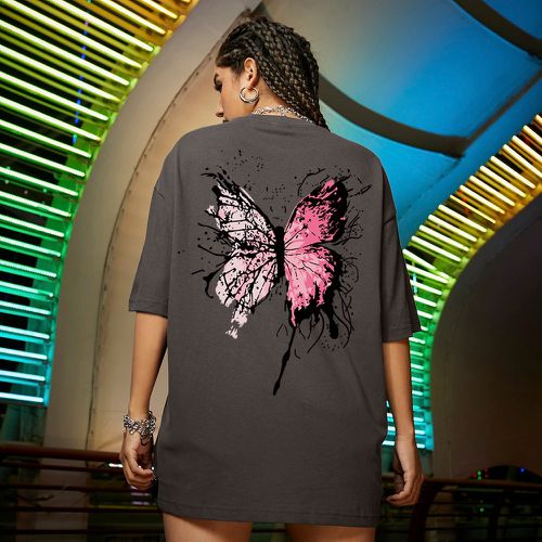 T-shirt oversize avec imprimé papillon - SHEIN - Modalova
