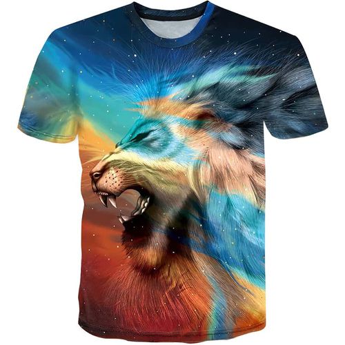 T-shirt galaxie et à imprimé lion - SHEIN - Modalova