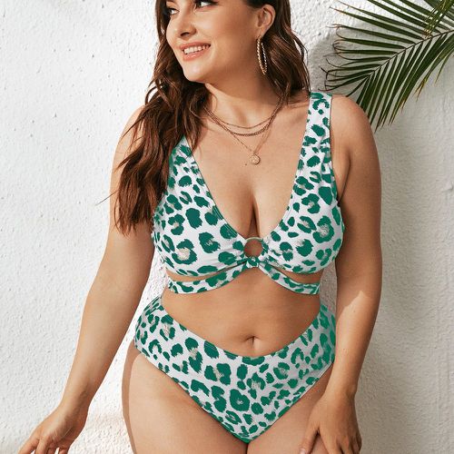 Bikini à léopard à lien anneau - SHEIN - Modalova