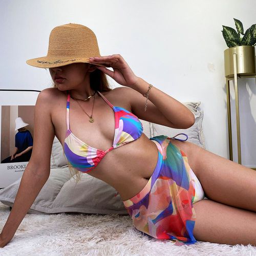 Pièces Bikini avec blocs de couleurs & paréo - SHEIN - Modalova