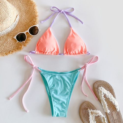 Bikini ras-du-cou avec blocs de couleurs - SHEIN - Modalova