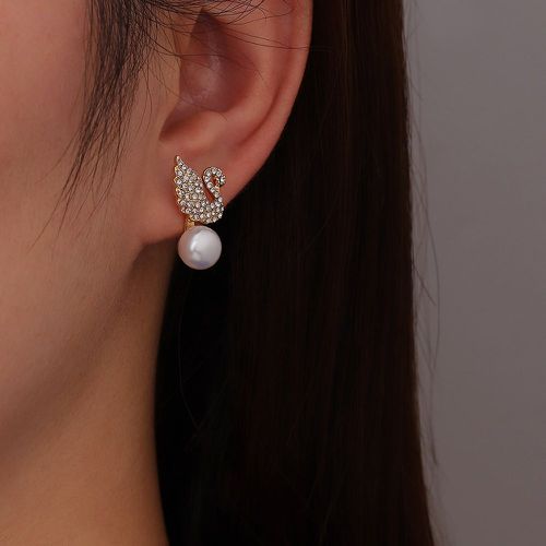 Boucles d'oreilles design cygne avec fausses perles et strass - SHEIN - Modalova