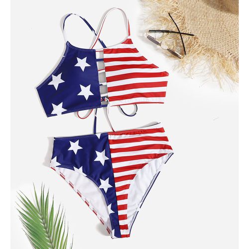 Bikini taille haute avec imprimé drapeau américain - SHEIN - Modalova