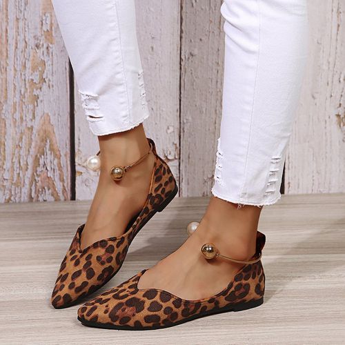 Chaussures plates à léopard avec fausses perles - SHEIN - Modalova
