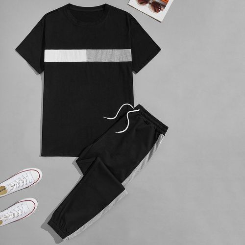 T-shirt avec blocs de couleurs & Pantalon de survêtement - SHEIN - Modalova