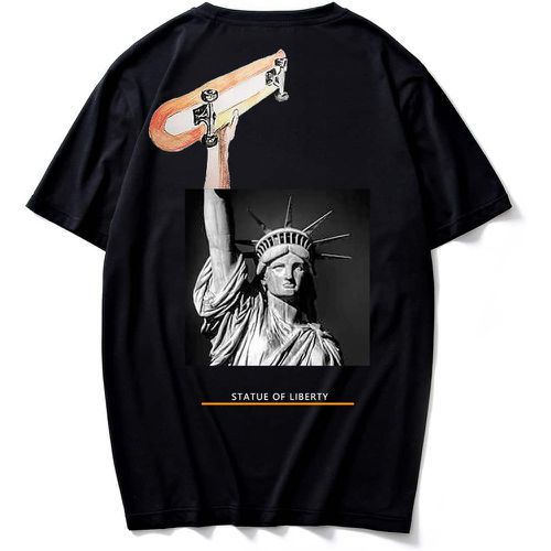 T-shirt planche à roulette à imprimé statue de la liberté - SHEIN - Modalova