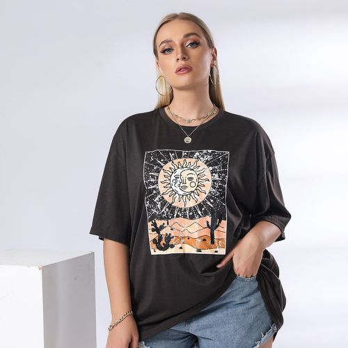 T-shirt à imprimé soleil et cactus - SHEIN - Modalova