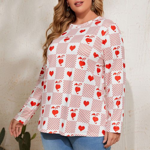 T-shirt à carreaux à imprimé cœur - SHEIN - Modalova