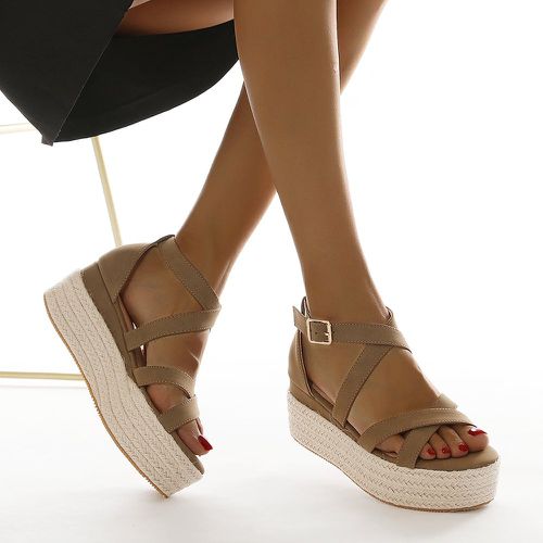 Sandales compensées minimaliste bride croisée - SHEIN - Modalova