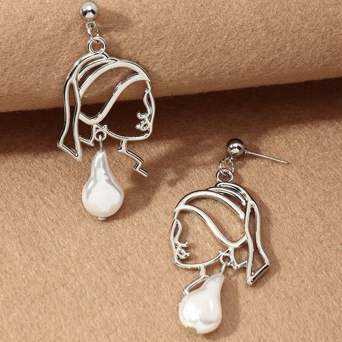 Boucles d'oreilles design figure avec fausse perle - SHEIN - Modalova