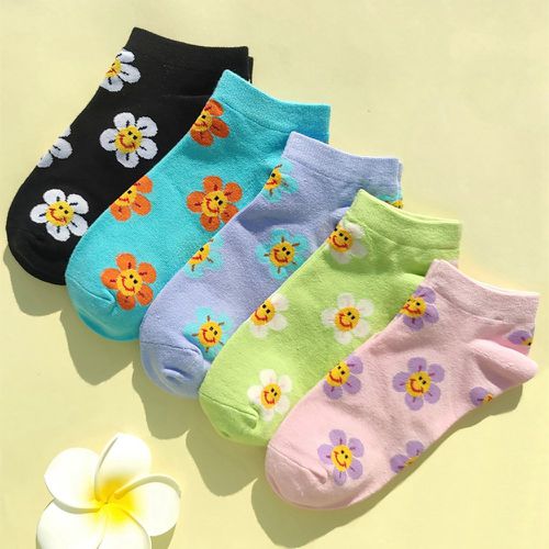 Paires Chaussettes à imprimé fleur - SHEIN - Modalova